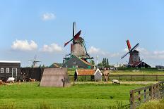 Windmill Amsterdam-Graphicstockphoto-Framed Stretched Canvas