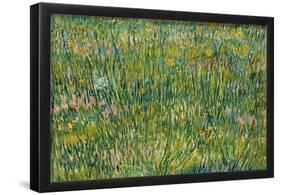 Grasgrond Patch of grass. Date/Period: 1887. Painting. Oil on canvas. Height: 300 mm (11.81 in);...-VINCENT VAN GOGH-Framed Poster