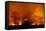 Grass Fire at Night in Pantanal, Brazil-Bence Mate-Framed Stretched Canvas