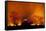 Grass Fire at Night in Pantanal, Brazil-Bence Mate-Framed Stretched Canvas
