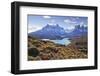 Grasses, Lago Pehoe and the Cordillera Del Paine, Torres Del Paine National Park-Eleanor Scriven-Framed Premium Photographic Print