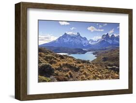 Grasses, Lago Pehoe and the Cordillera Del Paine, Torres Del Paine National Park-Eleanor Scriven-Framed Photographic Print