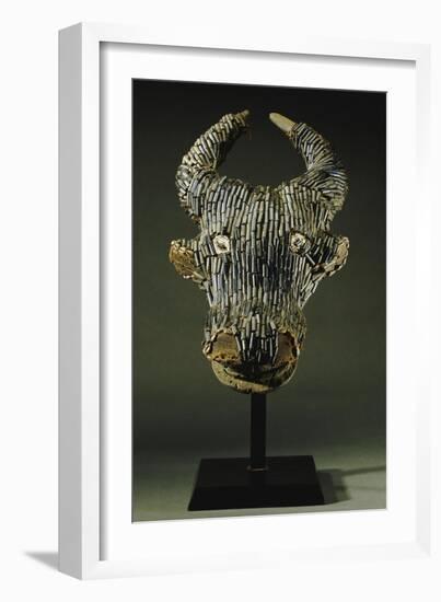 Grassfields Cameroon Visor Mask in the Form of a Water Buffalo with Broad Curved Horns-null-Framed Giclee Print