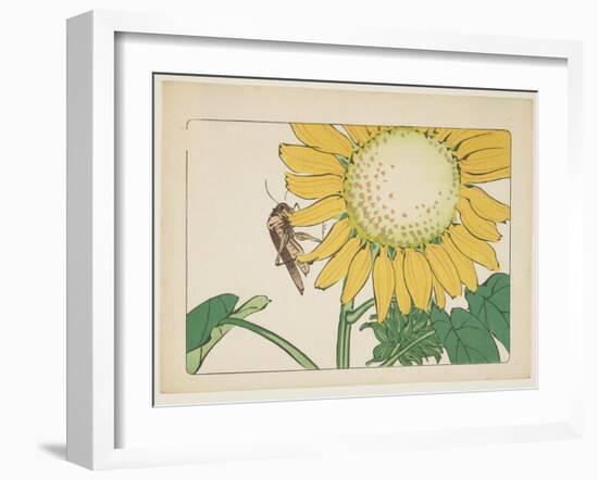 Grasshopper and Sunflower, C. 1877-Shibata Zeshin-Framed Giclee Print