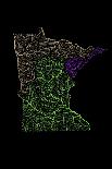 River Basins Of Iowa In Rainbow Colours-Grasshopper Geography-Giclee Print