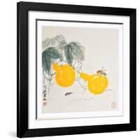 Grasshoppers on Yellow Gourds-Qi Baishi-Framed Art Print