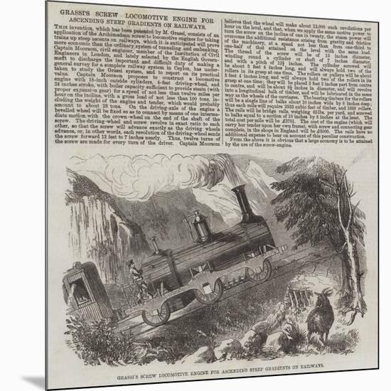 Grassi's Screw Locomotive Engine for Ascending Steep Gradients on Railways-null-Mounted Giclee Print