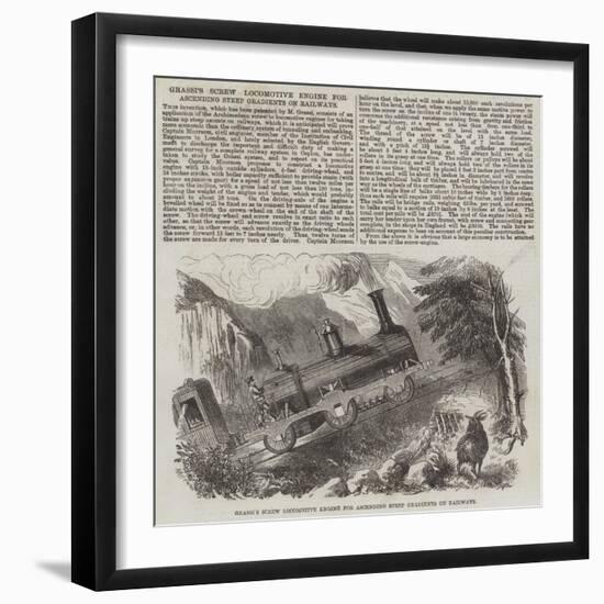 Grassi's Screw Locomotive Engine for Ascending Steep Gradients on Railways-null-Framed Giclee Print