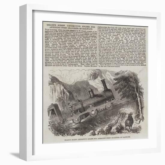 Grassi's Screw Locomotive Engine for Ascending Steep Gradients on Railways-null-Framed Giclee Print