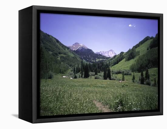 Grassland Surrounded by Mountains, Colorado-Michael Brown-Framed Stretched Canvas