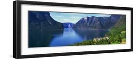 Grassy Hillside Along Norwegian Fjord, Norway-null-Framed Photographic Print