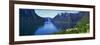 Grassy Hillside Along Norwegian Fjord, Norway-null-Framed Photographic Print