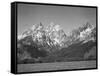 Grassy Valley Tree Covered Mt Side And Snow Covered Peaks Grand "Teton NP" Wyoming 1933-1942-Ansel Adams-Framed Stretched Canvas