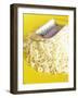 Grated Cheese with Grater on Yellow Plate-Dave King-Framed Photographic Print