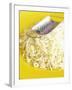 Grated Cheese with Grater on Yellow Plate-Dave King-Framed Photographic Print