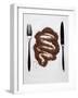 Grated Chocolate Between Knife and Fork-null-Framed Photographic Print