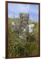 Grave Cross in Sea Dunes at Church of St. Tanwg-null-Framed Photographic Print