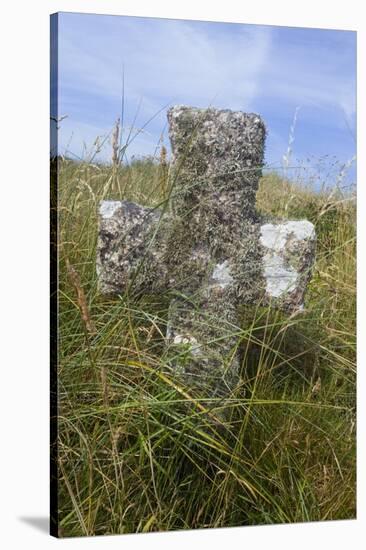 Grave Cross in Sea Dunes at Church of St. Tanwg-null-Stretched Canvas