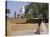 Grave of Al-Mahdi Lies Beneath the Large Mausoleum in Back, His Former Home Is in Foreground, Sudan-Nigel Pavitt-Stretched Canvas