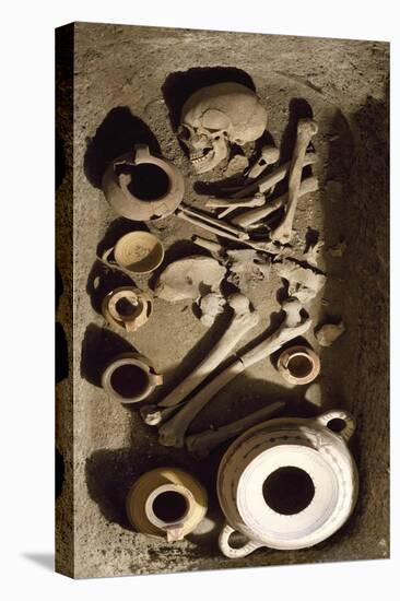 Grave with Human Remains and Ceramics, from Ascoli Satriano, Apulia, Italy-null-Stretched Canvas