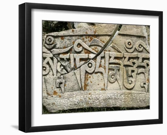 Graved Stone, Tibet-Michael Brown-Framed Photographic Print