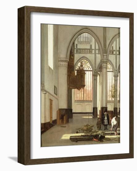 Gravediggers in the West End of the Oude Kerk, Amsterdam (Panel)-Emanuel de Witte-Framed Giclee Print