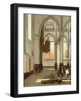 Gravediggers in the West End of the Oude Kerk, Amsterdam (Panel)-Emanuel de Witte-Framed Giclee Print