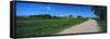 Gravel and dirt road through farm, North Dakota, USA-null-Framed Stretched Canvas