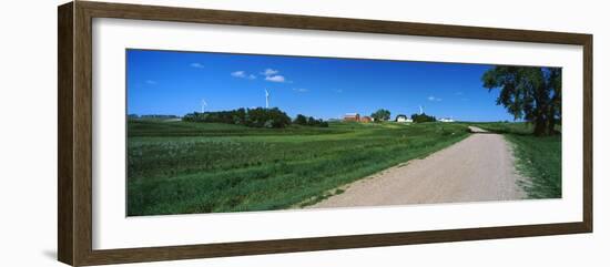 Gravel and dirt road through farm, North Dakota, USA-null-Framed Photographic Print