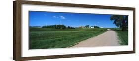 Gravel and dirt road through farm, North Dakota, USA-null-Framed Photographic Print