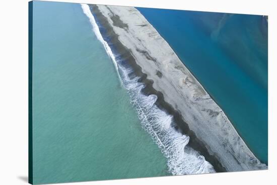 Gravel bar at mouth of Rakaia River, Mid Canterbury, South Island, New Zealand-David Wall-Stretched Canvas