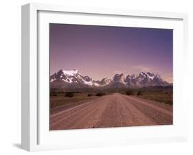 Gravel Road and Cuernos Del Paine, Torres Del Paine National Park, Patagonia, Chile, South America-Jochen Schlenker-Framed Photographic Print