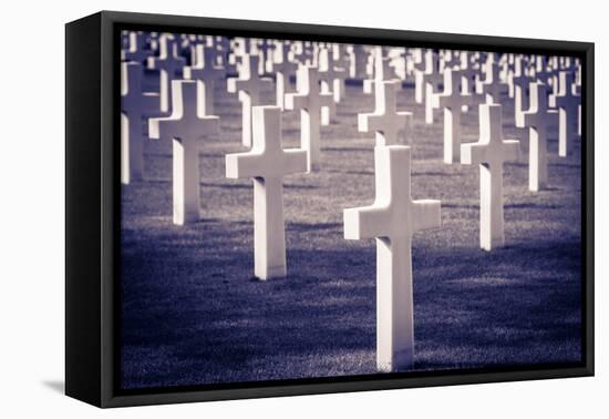 Graves at the American Cemetery, Omaha Beach, Colleville-Sur-Mer, Normandy, France-Russ Bishop-Framed Stretched Canvas