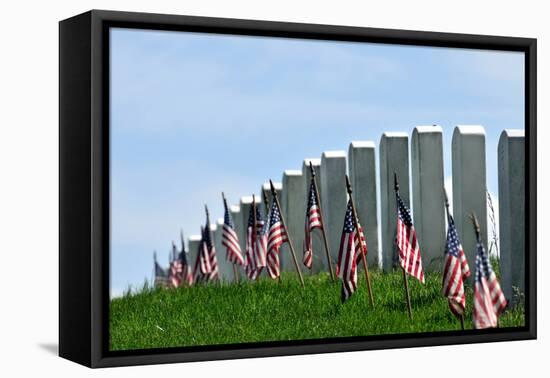 Gravestones Decorated with U.S. Flags to Commemorate Memorial Day at the Arlington National Cemeter-1photo-Framed Stretched Canvas