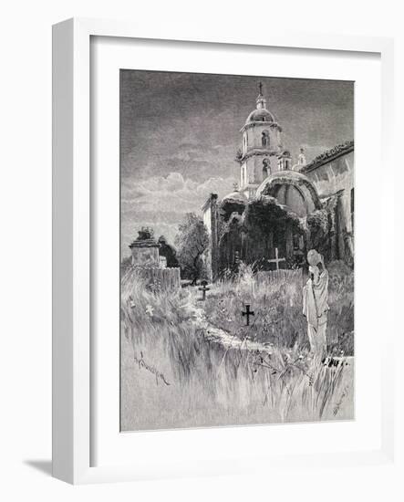 Graveyard and Mission, San Luis Rey De Francia, California, from 'The Century Illustrated Monthly…-Henry Sandham-Framed Giclee Print