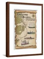 Graveyard of the Atlantic - Shipwrecks - Outer Banks, North Carolina-Lantern Press-Framed Art Print