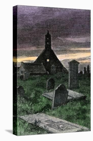 Graveyard of the Old Church in Boyndie Parish, Scotland, 1800s-null-Stretched Canvas