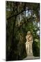 Graveyard Statue and Trees Draped in Spanish Moss at Entrance to Bonaventure Cemetery-Paul Souders-Mounted Photographic Print