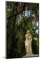 Graveyard Statue and Trees Draped in Spanish Moss at Entrance to Bonaventure Cemetery-Paul Souders-Mounted Photographic Print