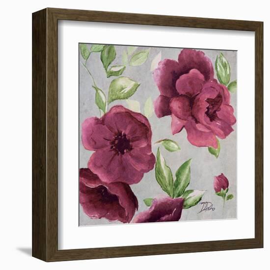 Gray and Plum Florals I-Patricia Pinto-Framed Art Print