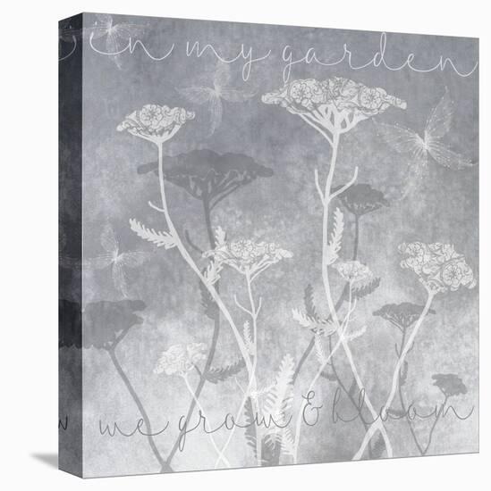 Gray Background with Ghosted White Yarrow and Inspirational Words-Bee Sturgis-Stretched Canvas