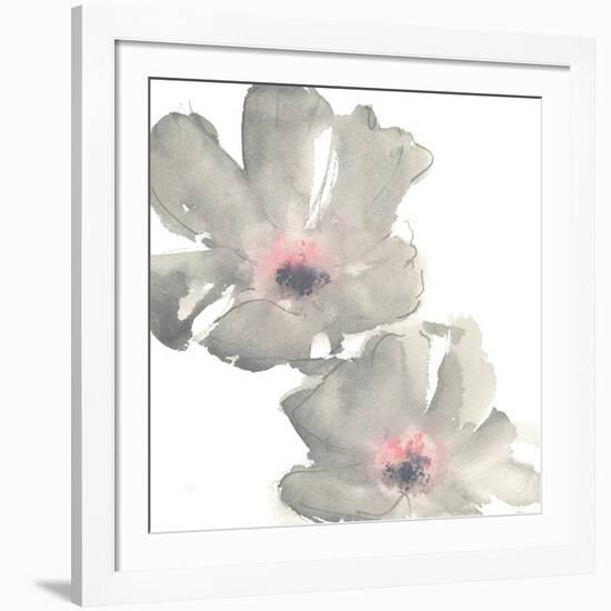 Gray Blush Cosmos I on White-Chris Paschke-Framed Art Print