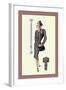 Gray Cardigan Suit-null-Framed Art Print