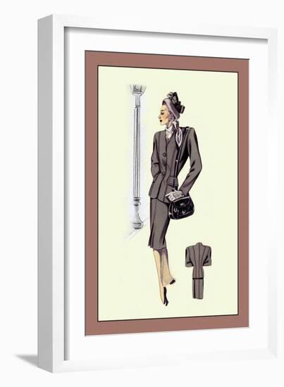 Gray Cardigan Suit-null-Framed Art Print