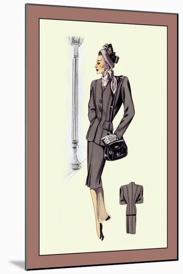Gray Cardigan Suit-null-Mounted Art Print