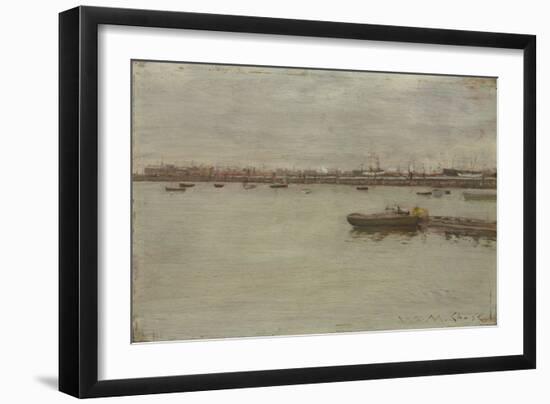 Gray Day on the Bay, C.1886 (Oil on Wood)-William Merritt Chase-Framed Giclee Print