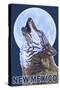 Gray Wolf Howling - New Mexico-Lantern Press-Stretched Canvas