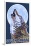 Gray Wolf Howling - South Dakota-Lantern Press-Framed Art Print