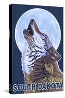 Gray Wolf Howling - South Dakota-Lantern Press-Stretched Canvas