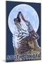 Gray Wolf Howling - South Dakota-Lantern Press-Mounted Art Print